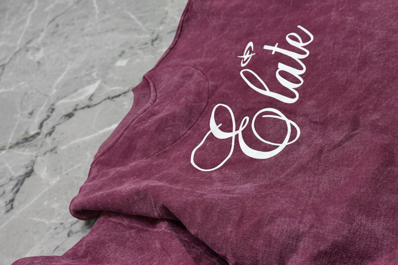 ELATE signature Acid washed tees| MAROON |240GSM French Terry Cotton