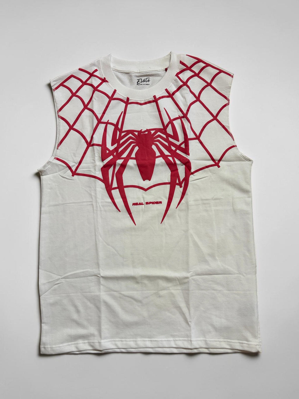ELATE SIGNATURE | SPIDER MAN TANKS|WHITE| 240GSM French Terry Cotton