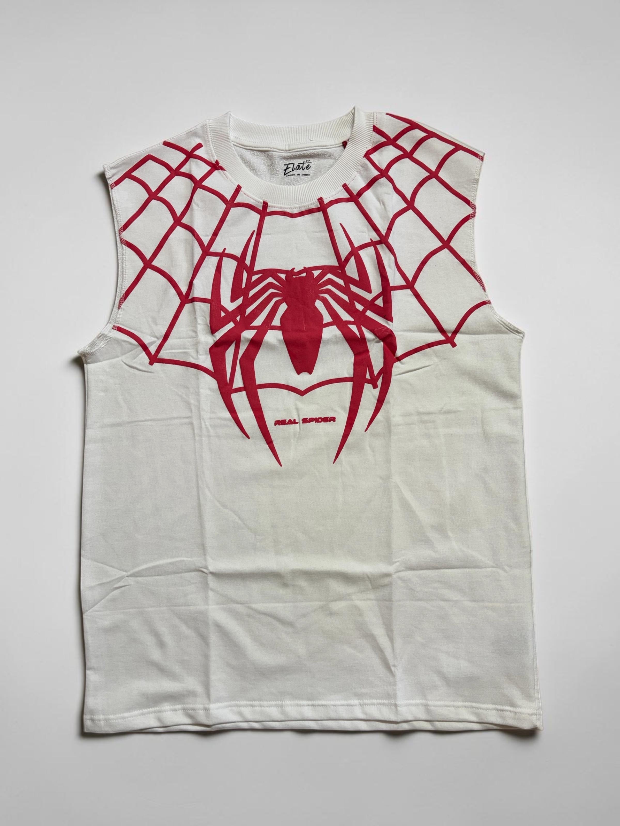 ELATE SIGNATURE | SPIDER MAN TANKS|WHITE| 240GSM French Terry Cotton