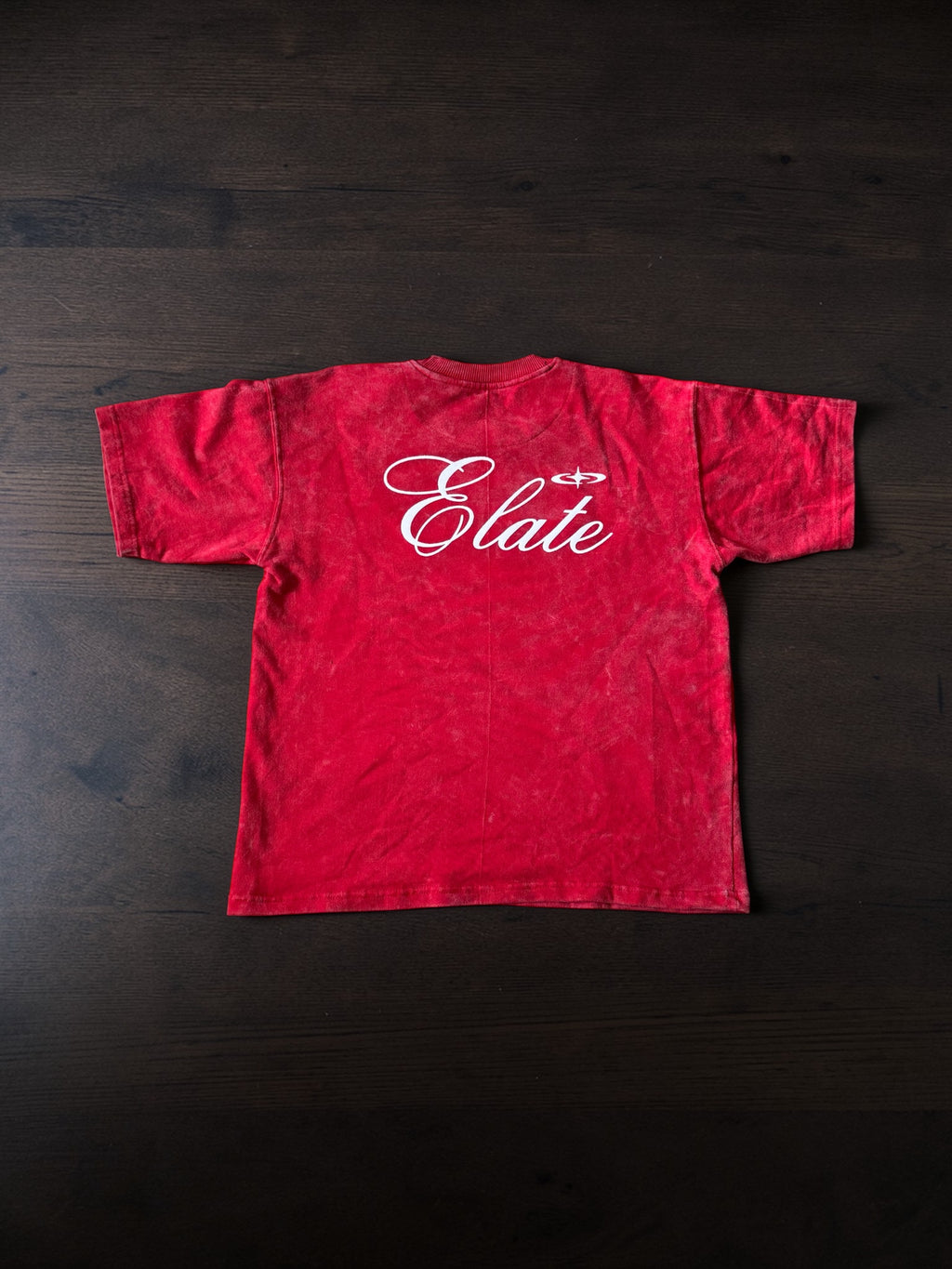 ELATE Signature Acid-wash oversized Tee | RED | 240GSM French Terry Cotton