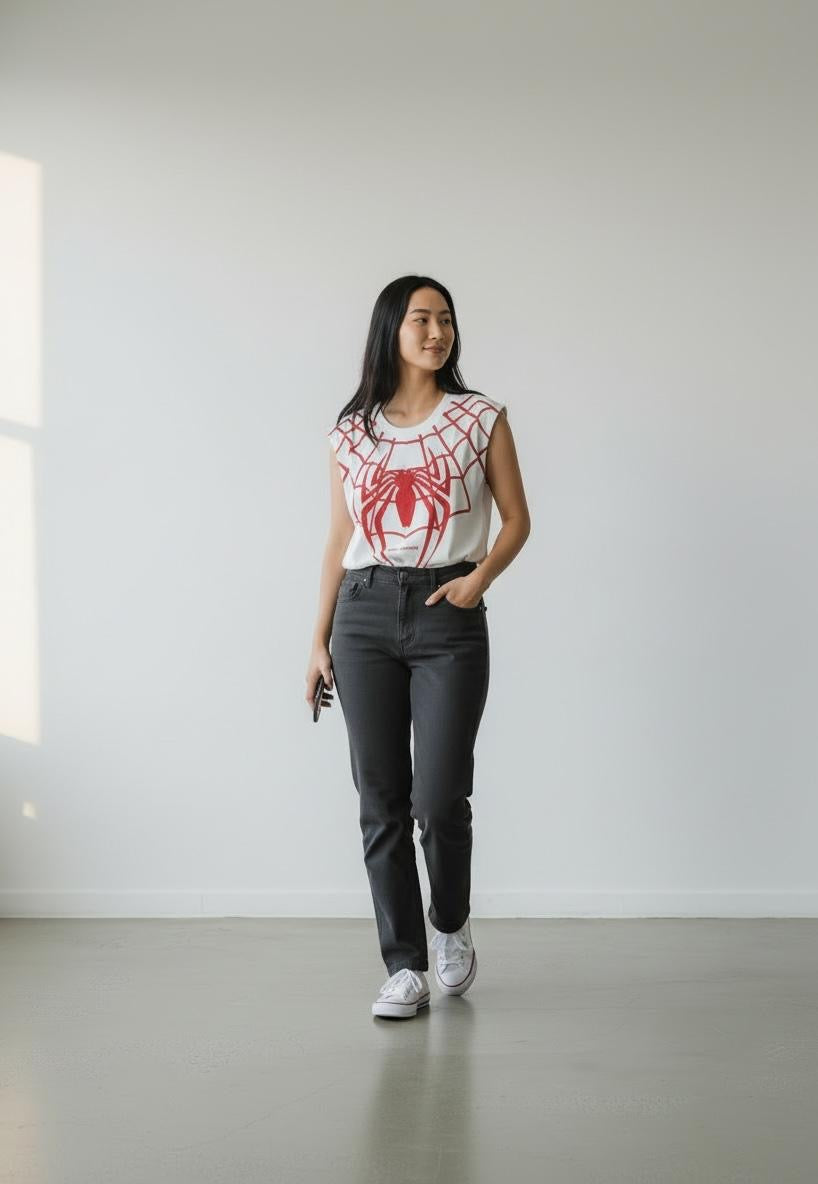 ELATE SIGNATURE | SPIDER MAN TANKS|WHITE| 240GSM French Terry Cotton