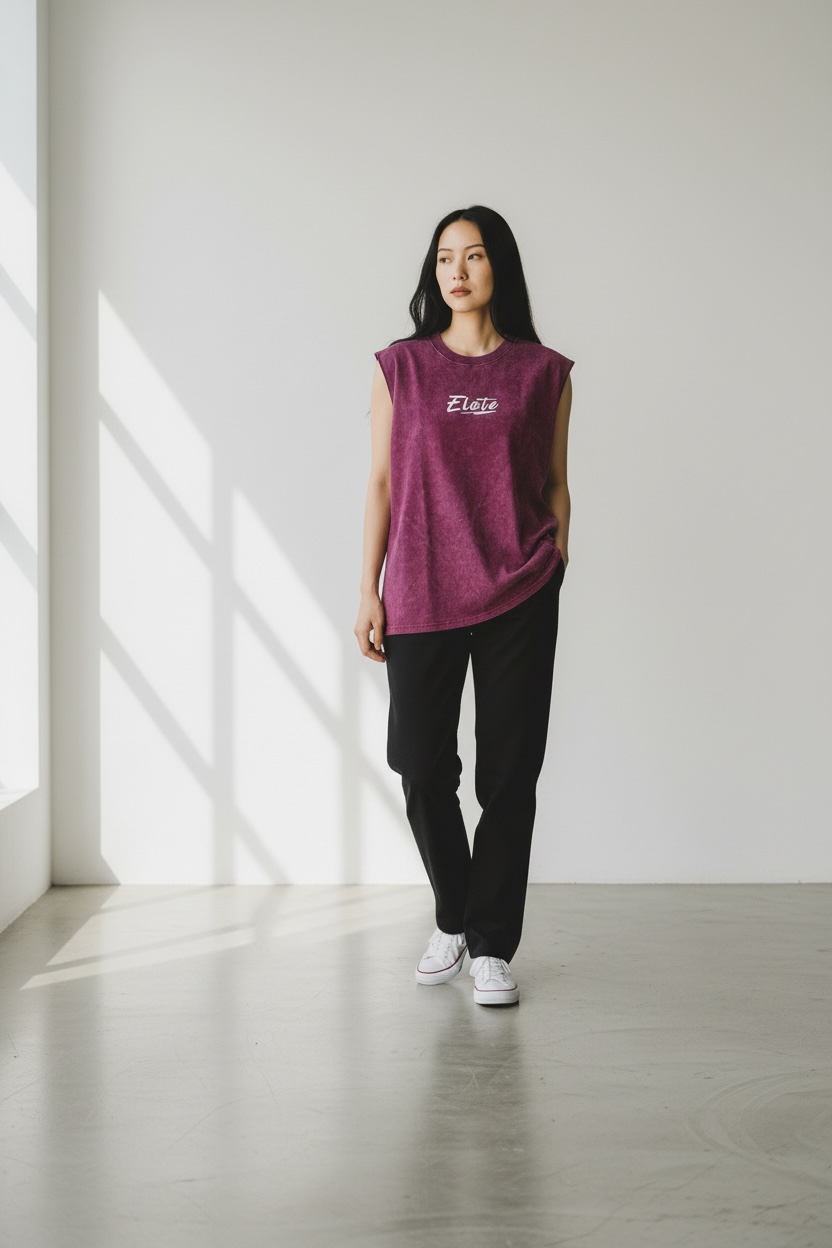 ELATE Signature Acid-wash Tanks |MAROON| 240GSM French Terry Cotton