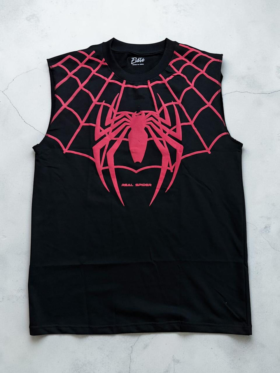 ELATE SIGNATURE | SPIDER MAN TANKS|BLACK| 240GSM French Terry Cotton