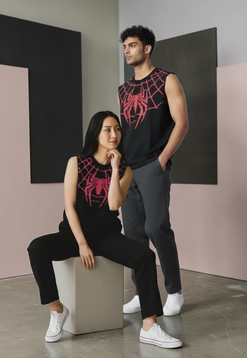 ELATE SIGNATURE | SPIDER MAN TANKS|BLACK| 240GSM French Terry Cotton