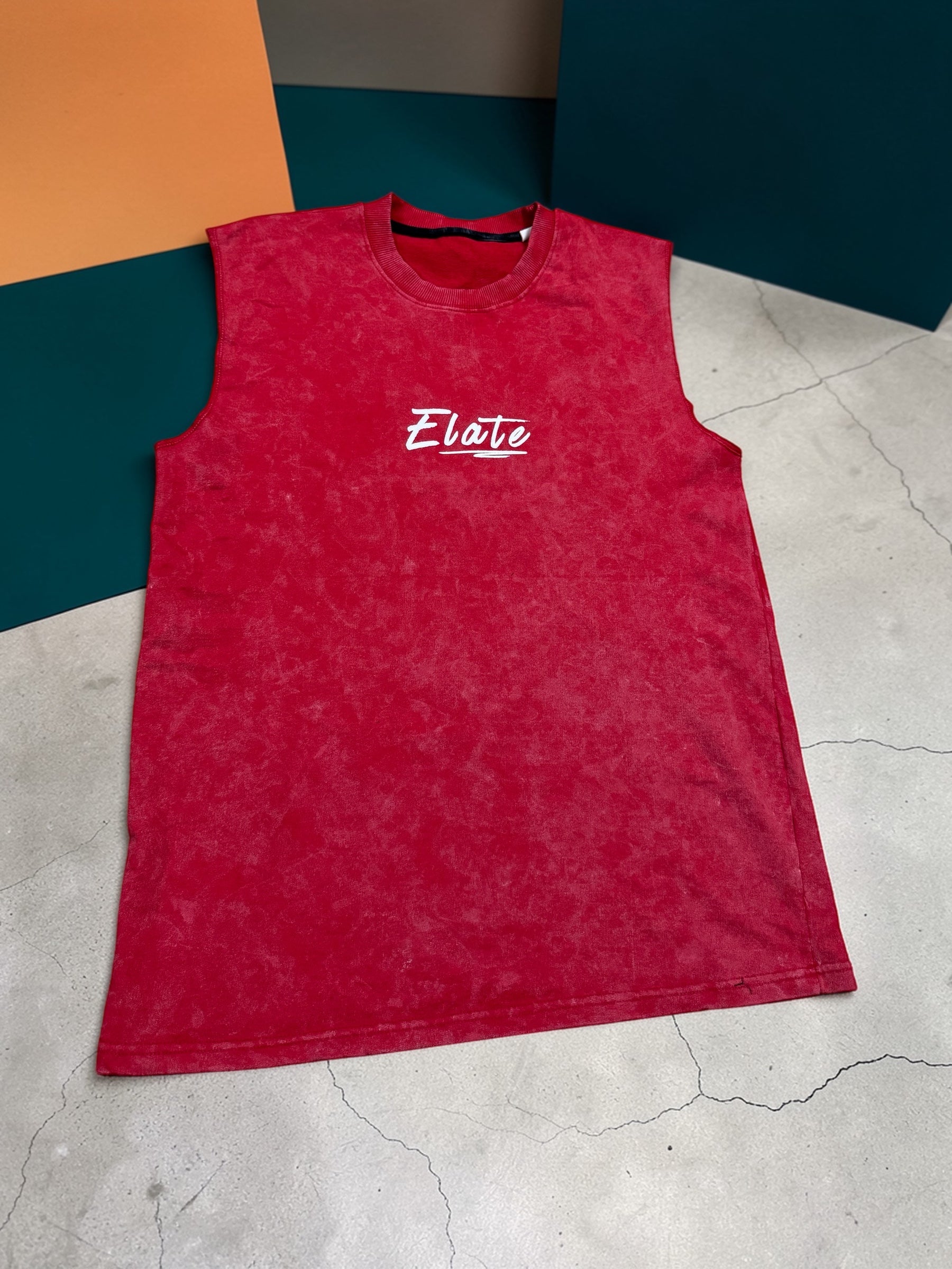 ELATE Signature Acid-wash Tanks| RED| 240GSM French Terry Cotton
