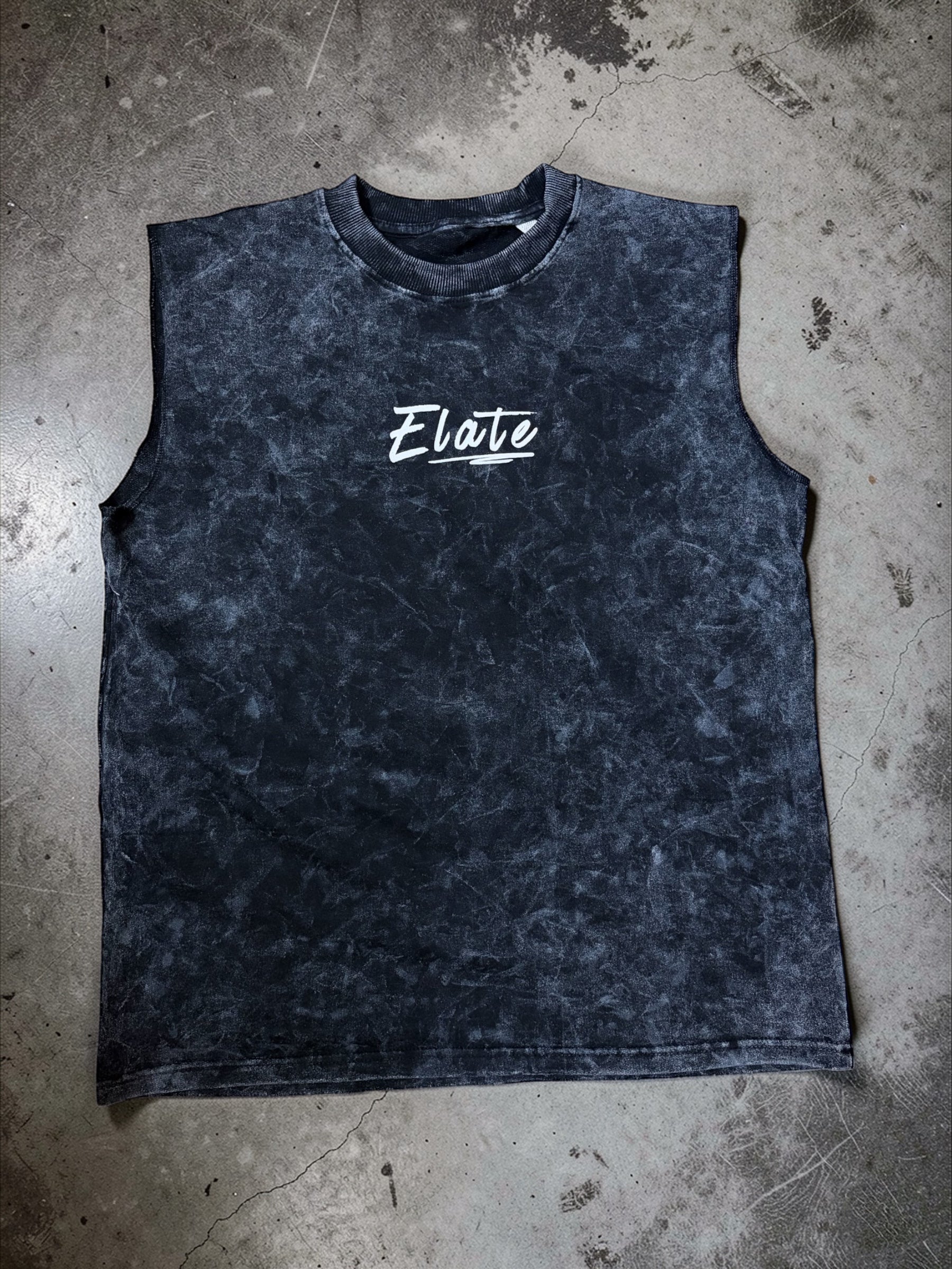 ELATE Signature Acid-wash Tanks| BLACK| 240GSM French Terry Cotton