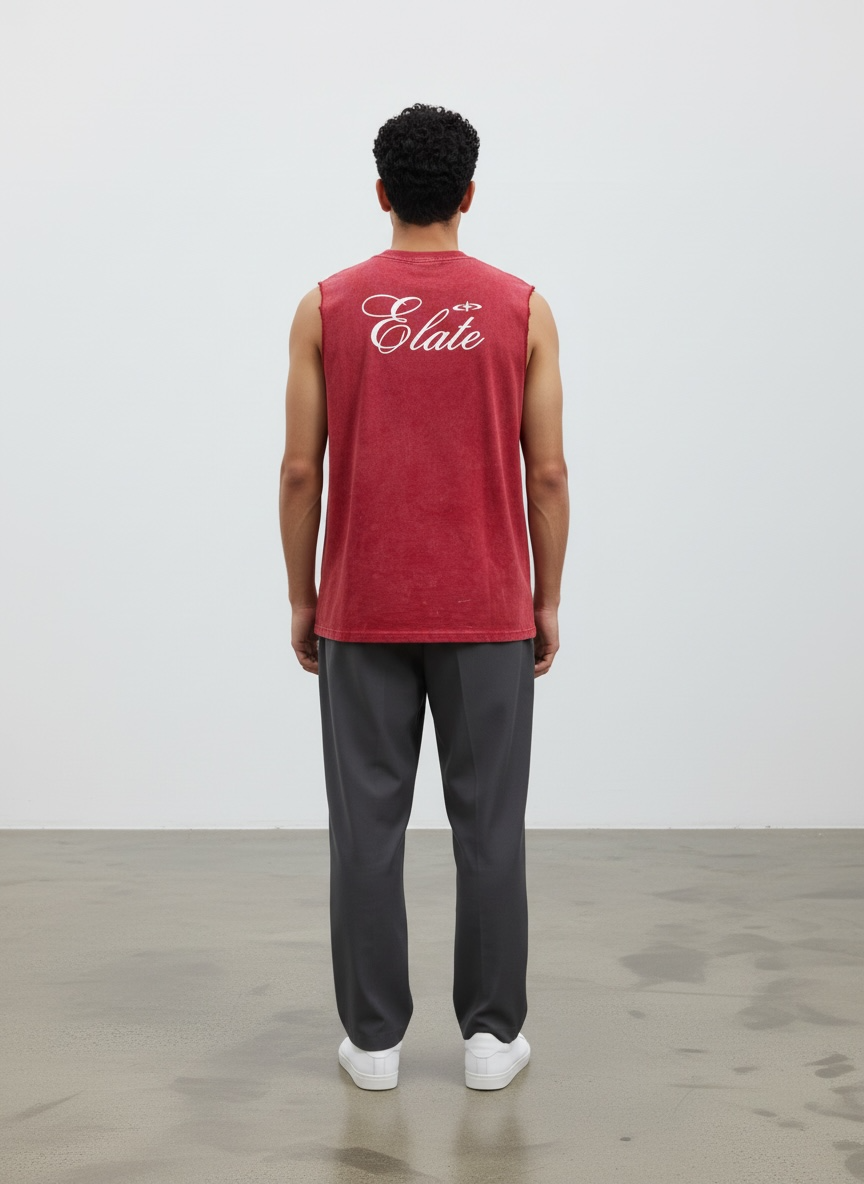 ELATE Signature Acid-wash Tanks| RED| 240GSM French Terry Cotton