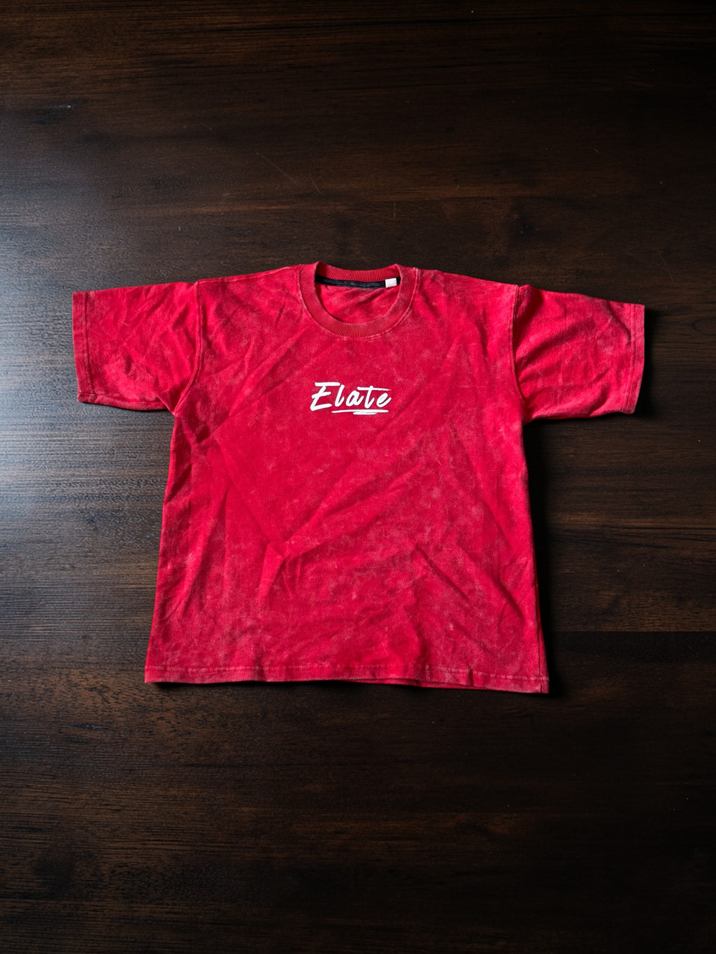 ELATE Signature Acid-wash oversized Tee | RED | 240GSM French Terry Cotton