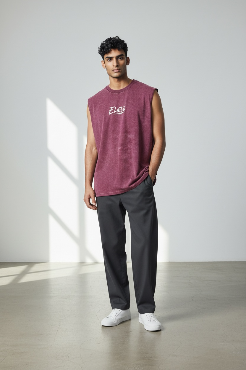 ELATE Signature Acid-wash Tanks |MAROON| 240GSM French Terry Cotton