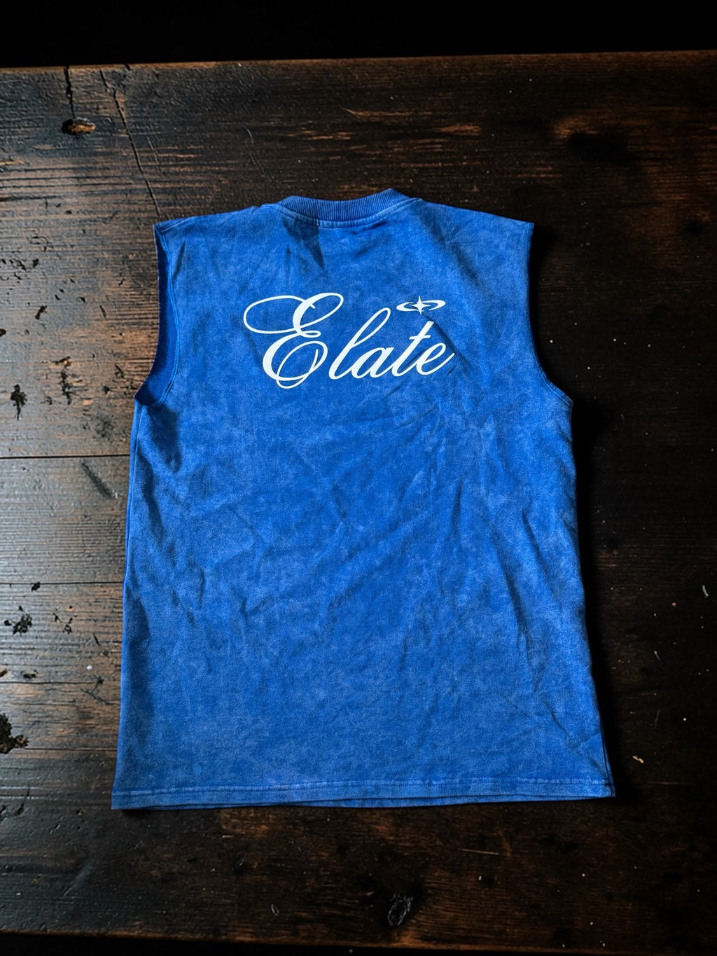 ELATE signature Acid-Wash oversized sleeveless tank- ROYAL BLUE| 240 GSM French Terry Cotton