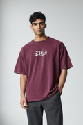 ELATE signature Acid washed tees| MAROON |240GSM French Terry Cotton