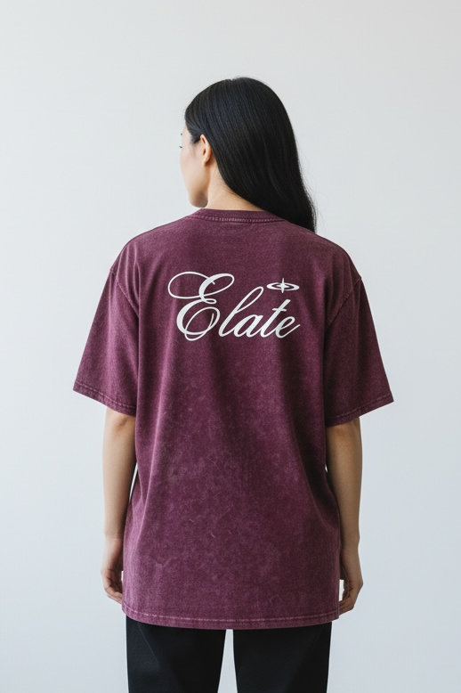 ELATE signature Acid washed tees| MAROON |240GSM French Terry Cotton