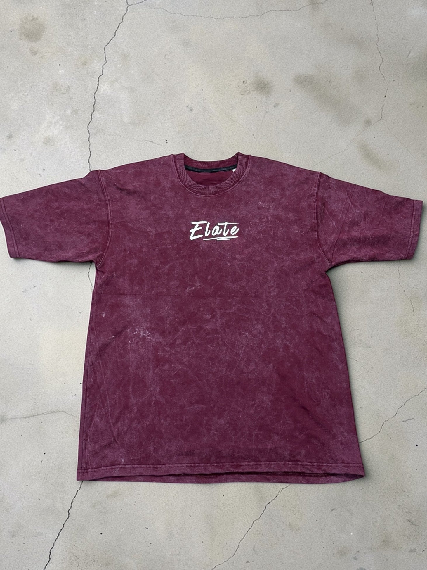 ELATE signature Acid washed tees| MAROON |240GSM French Terry Cotton