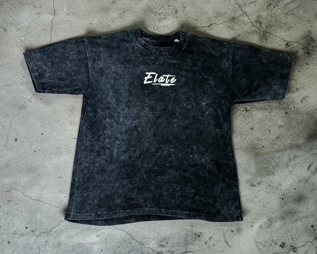 ELATE Signature Acid-wash oversized tee| BLACK | 240GSM French Terry Cotton.