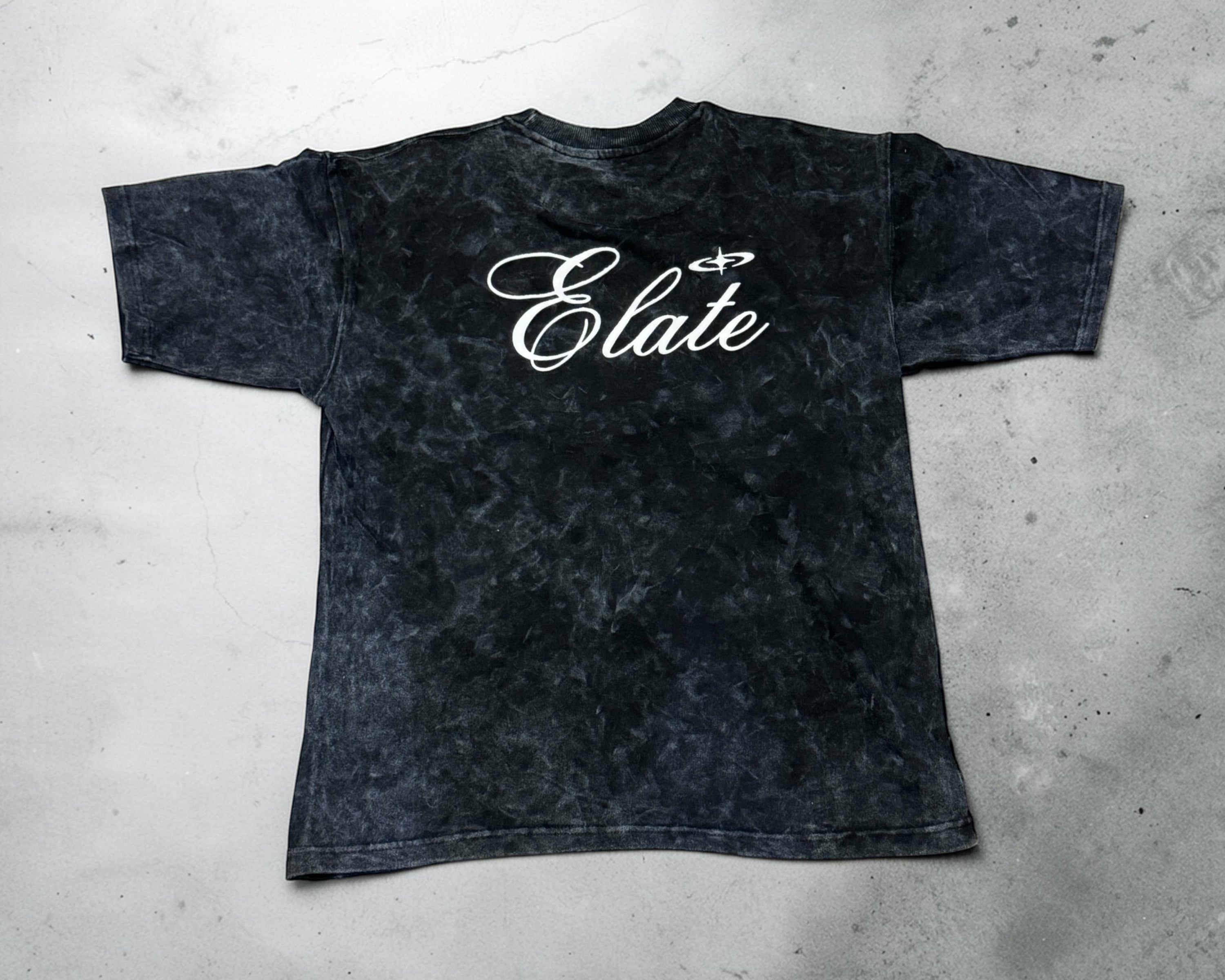 ELATE Signature Acid-wash oversized tee| BLACK | 240GSM French Terry Cotton.