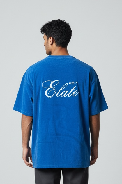 ELATE signature Acid-wash oversized tee| ROYAL BLUE| 240GSM French Terry Cotton
