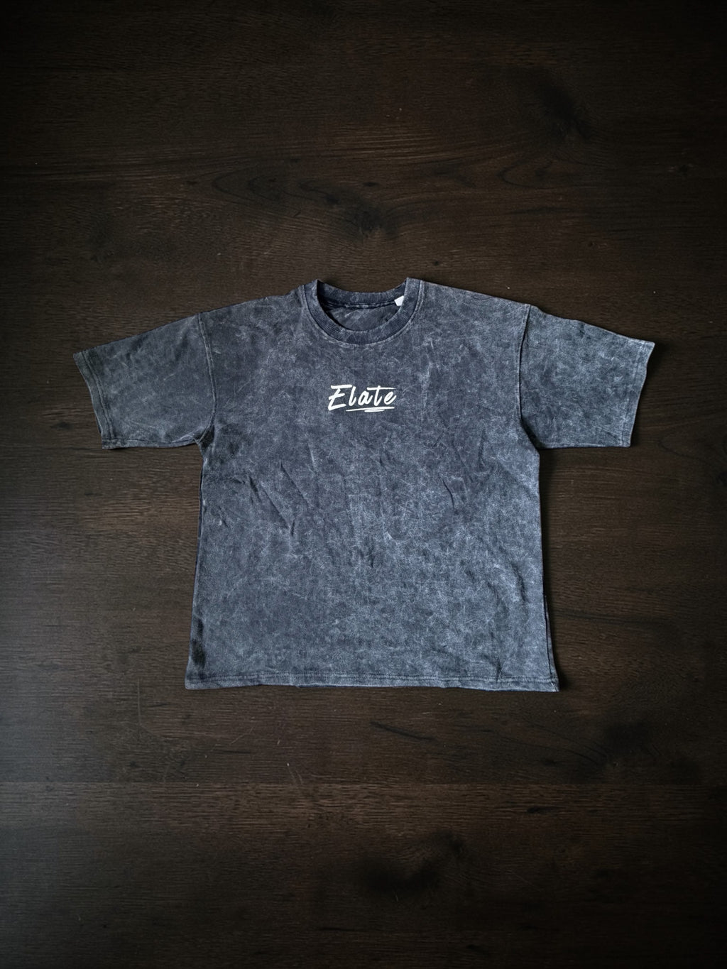 ELATE Signature Acid-wash oversized Tee | DARK GREY| 240GSM French Terry Cotton