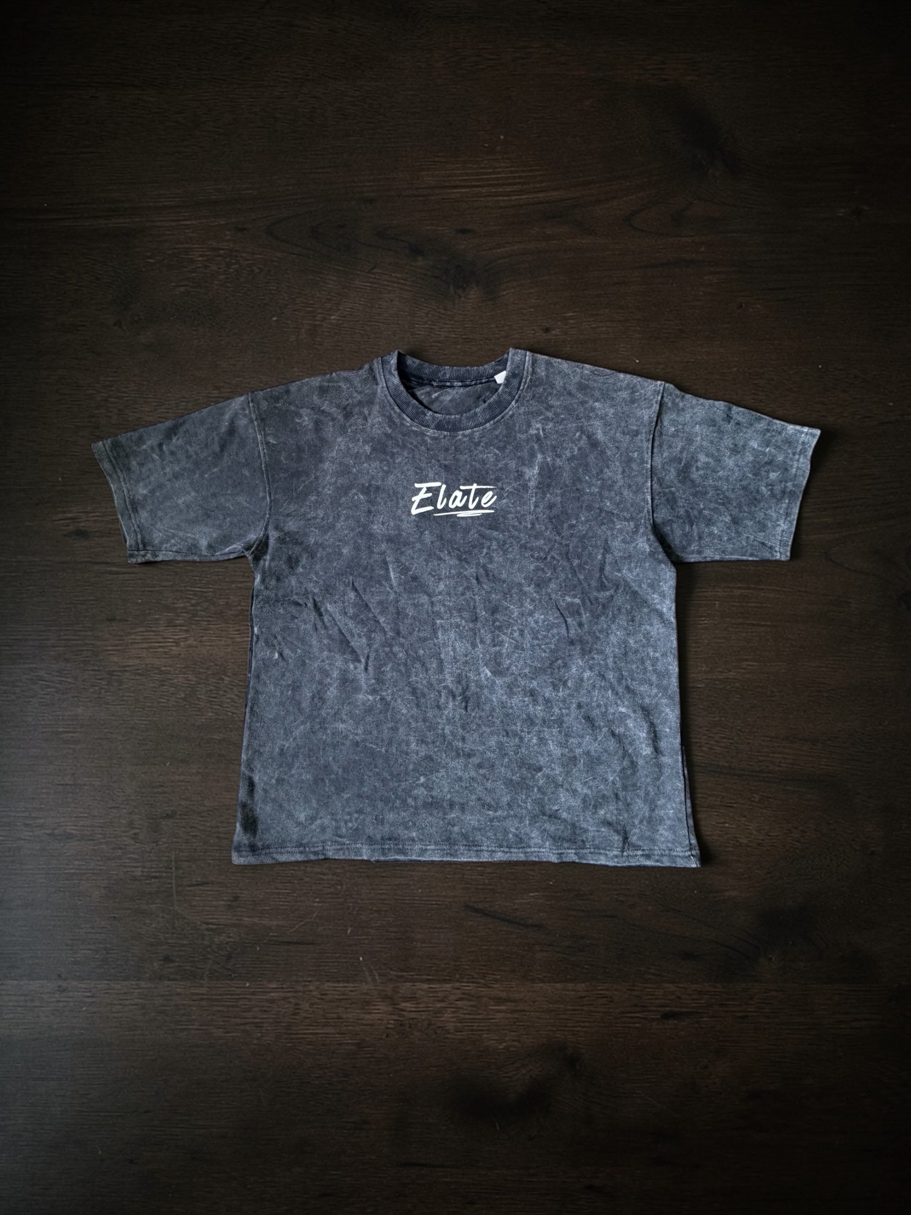 ELATE Signature Acid-wash oversized Tee | DARK GREY| 240GSM French Terry Cotton