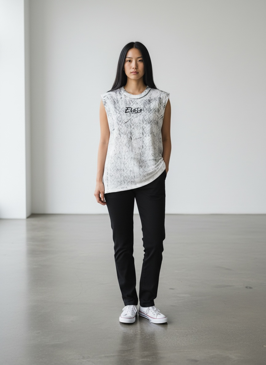 ELATE Signature Acid-wash Tanks| WHITE| 240GSM French Terry Cotton