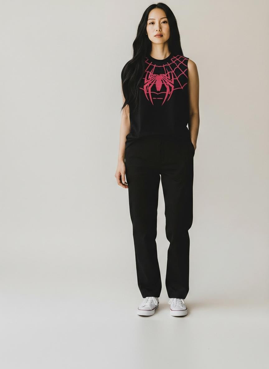 ELATE SIGNATURE | SPIDER MAN TANKS|BLACK| 240GSM French Terry Cotton
