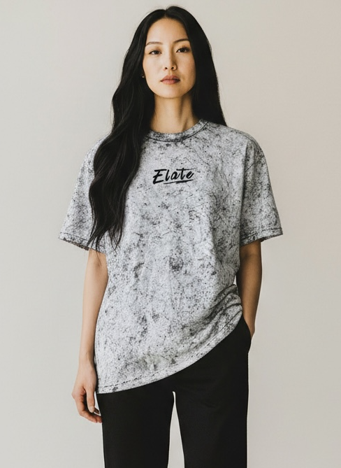ELATE signature Acid-Wash oversized Tee- WHITE| 240GSM French Terry Cotton
